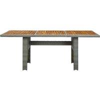 Berkfield Home Garden Table Light Grey Poly Rattan & Solid Acacia Wood