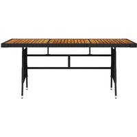 Berkfield Home Garden Table Black 160x70x72 cm Poly Rattan & Solid Acacia Wood | Size: 160 x 70 x 72 cm