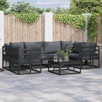 Berkfield Home Garden Sofa Set 7 pcs Black Aluminium