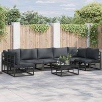 Berkfield Home Garden Sofa Set 7 pcs Black 353 x 141.5 x 71 cm Aluminium