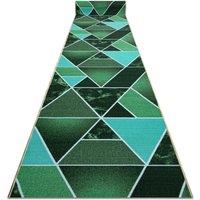 RugsX Anti-Slip Triangles Runner in Green | Size: 67 cm x 340 cm