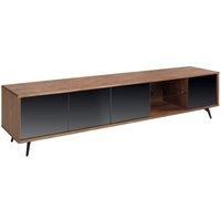 Angel Cerda Walnut TV Unit with Mirror-Effect Black Glass, 4