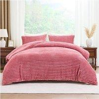 GAVENO CAVAILIA Osum Ribbed Duvet Cover Set in Pink | Size: King