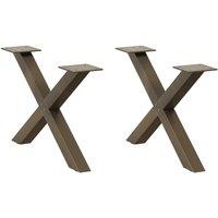 Berkfield Home Coffee Table Legs X-Shaped 2 pcs Natural Steel 60x(30-31) cm Steel in Brown