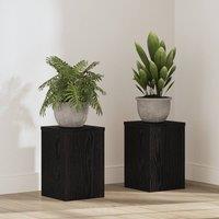 Berkfield Home Plant Stands 2 pcs Black Oak 20x20x30 cm Engineered Wood | Size: 20 x 20 x 30 cm