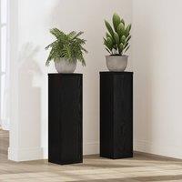 Berkfield Home Plant Stands 2 pcs Black Oak 17x17x60 cm Engineered Wood | Size: 17 x 17 x 60 cm