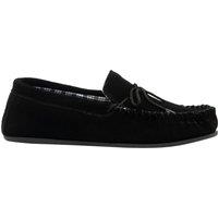 Mokkers Men's Bruce Real Suede Moccasin Slippers in Black | Size: 15