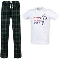60 SECOND MAKEOVER Men's I'd Rather Be Playing Golf Tartan Trouser Pyjamas Set in Green | Size: Medium