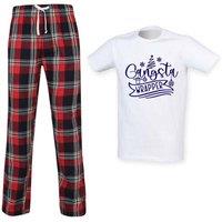 60 SECOND MAKEOVER Men's Gangsta Wrapper Tartan Trouser Pyjamas Set in Red | Size: XS