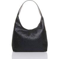 AJVANI Women's Weave Woven Pattern Tote Shoulder Bag in Black