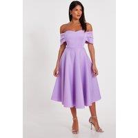 Quiz Women's Lilac Bardot Midi Skater Dress | Size: 8
