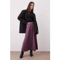 WOVCOR Women's Pleated Maxi Faux Leather Skirt in Purple | Size: S/M
