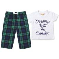 60 SECOND MAKEOVER Personalised Christmas With The.. Christmas Pyjamas Matching in Green | Size: 3-4 Years