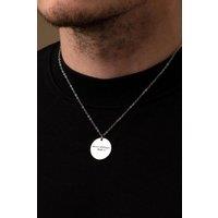 Outrage London Men's Silver Circle Personalised Pendant Cuban Necklace | Size: 18 inches