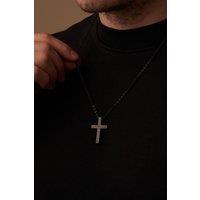 Outrage London Men's Black Personalised Cross Pendant Cuban Necklace | Size: 24 inches