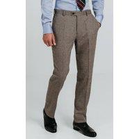 Dobell Men's Brown Herringbone Tweed Suit Trousers | Size: 36R