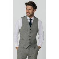 Dobell Men's Light Grey Donegal Tweed Waistcoat | Size: 2XL
