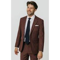 Dobell Men's Dark Rosewood Weave Suit Jacket in Brown | Size: 44R