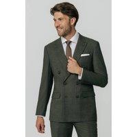 Dobell Men's Green Weave Double Breasted Suit Jacket | Size: 40R