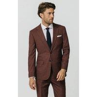 Dobell Men's Dark Rosewood Weave 2 Piece Suit in Brown | Size: 42R