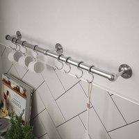 Rothley Brushed Steel Adjustable Easy Fit Kitchen Utensil Rail Kit 60cm in Silver
