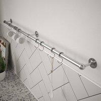 Rothley Brushed Steel Brass Adjustable Easy Fit Kitchen Utensil Rail Kit 100cm in Silver