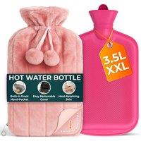 volila 3.5L Large Hot Water Bottle with Zip Cover in Pink