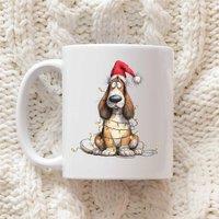 60 SECOND MAKEOVER Basset Hound Christmas Lights Mug in White