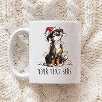 60 SECOND MAKEOVER Personalised Bernese Mountain Dog Christmas Lights Santa Hat Mug in White