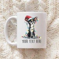 60 SECOND MAKEOVER Personalised Chihuahua Christmas Lights Santa Hat Mug in White