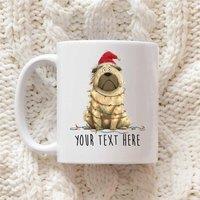 60 SECOND MAKEOVER Personalised Chow Chow Christmas Lights Santa Hat Mug in White