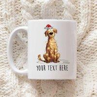 60 SECOND MAKEOVER Personalised Golden Retriever Christmas Lights Santa Hat Mug in White