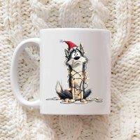 60 SECOND MAKEOVER Husky Christmas Lights Mug in White