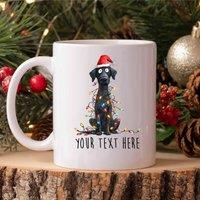 60 SECOND MAKEOVER Personalised Labrador Christmas Lights Santa Hat Mug in White