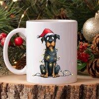 60 SECOND MAKEOVER Rottweiler Christmas Lights Mug in White