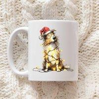60 SECOND MAKEOVER Shetland Sheepdog Christmas Lights Mug in White