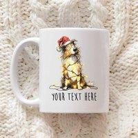 60 SECOND MAKEOVER Personalised Shetland Sheepdog Christmas Lights Santa Hat Mug in White