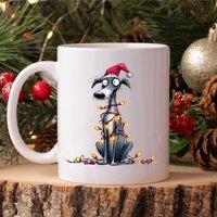 60 SECOND MAKEOVER Whippet Christmas Lights Mug in White