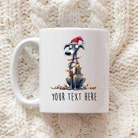 60 SECOND MAKEOVER Personalised Whippet Christmas Lights Santa Hat Mug in White