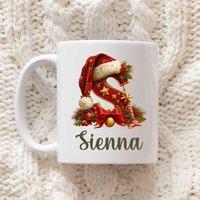 60 SECOND MAKEOVER Personalised Christmas Initial Mug Traditional Xmas Font in White