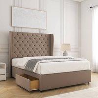 BSSPOKE Amelia Divan Bed Set Plush Velvet 2 Drawers 54 Headboard & Mattress in Bronze | Size: Small Double