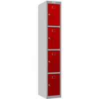 Phoenix Safe Company 1 Column 4 Door Personal Locker in Grey/Red with Key Locks, PL1430GRK in Red