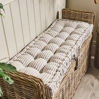 Dibor Vintage Style Grey Striped Bench Pad Cushion L105 x W42cm in Off-White | Size: Large