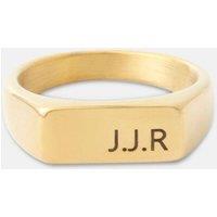 Outrage London Men's 18K Gold Engravable Rectangle Signet Ring | Size: 7