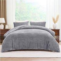GAVENO CAVAILIA Osum Ribbed Duvet Cover Set in Grey | Size: King