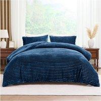 GAVENO CAVAILIA Osum Ribbed Duvet Cover Set in Navy | Size: King