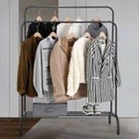 EONLION Heavy Duty Double Clothes Rail Hanging Rack Shoes Storage in Black