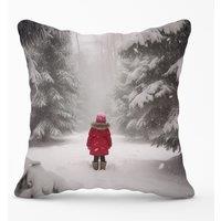 Warren Reed - Designer Little In The Snow Cushions in Red | Size: 60 cm x 60 cm