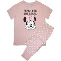 Disney Girl's Reach For The Stars Minnie Mouse Short-Sleeved Long Pyjama Set in Baby Pink | Size: 3-4 Years