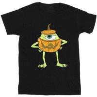Disney Boy's Mike Pumpkin Cotton Halloween T-Shirt in Black | Size: 9 Years